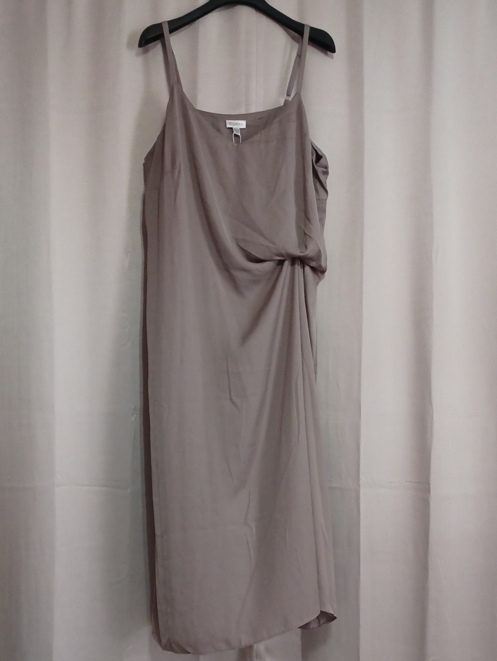 Refinity Taupe Slip Midi Dress Twist Front Detail Boho Chic NWT Plus Size 18
